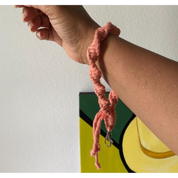 Boho Macrame Keychain Wristlet Wrist Keys 1PC Handmade Bracelet Summer Spring - Picture 5 of 5